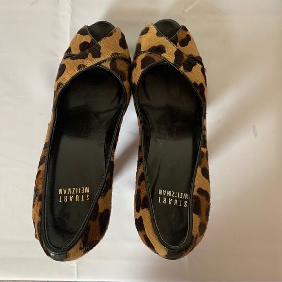 Stuart Weitzman Leopard Print Pumps Peep Toe - Picture 5 of 11